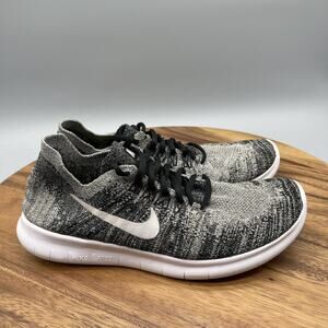 Nike Free RN Flyknit Shoes Mens 7.5 Black Oreo Running Comfort Walking Sneakers